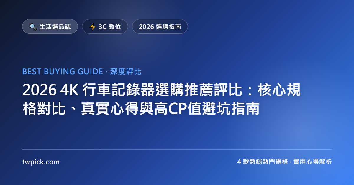 2026 4K 行車記錄器選購推薦評比：核心規格對比、真實心得與高CP值避坑指南
