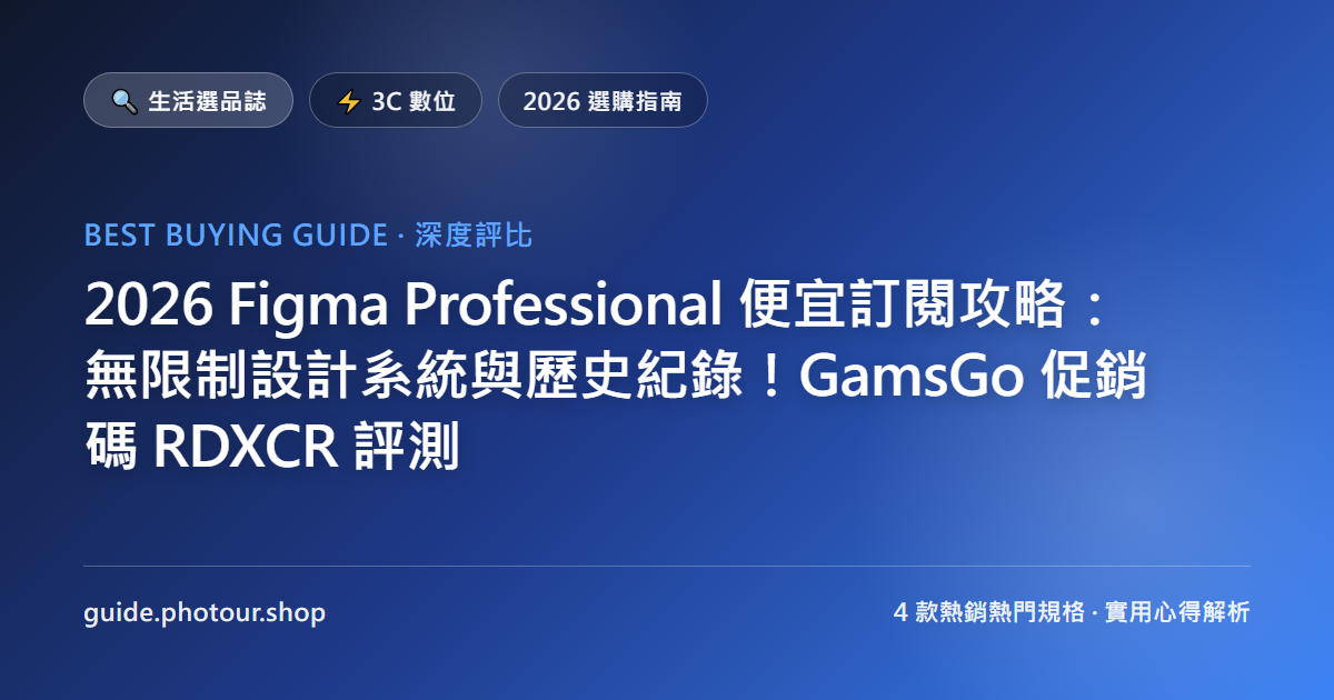 2026 Figma Professional 便宜訂閱攻略：無限制設計系統與歷史紀錄！GamsGo 促銷碼 RDXCR 評測