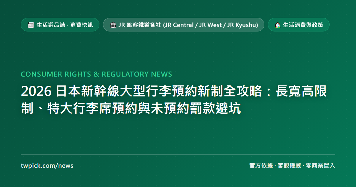 2026 日本新幹線大型行李預約新制全攻略:長寬高限制、特大行李席預約與未預約罰款避坑