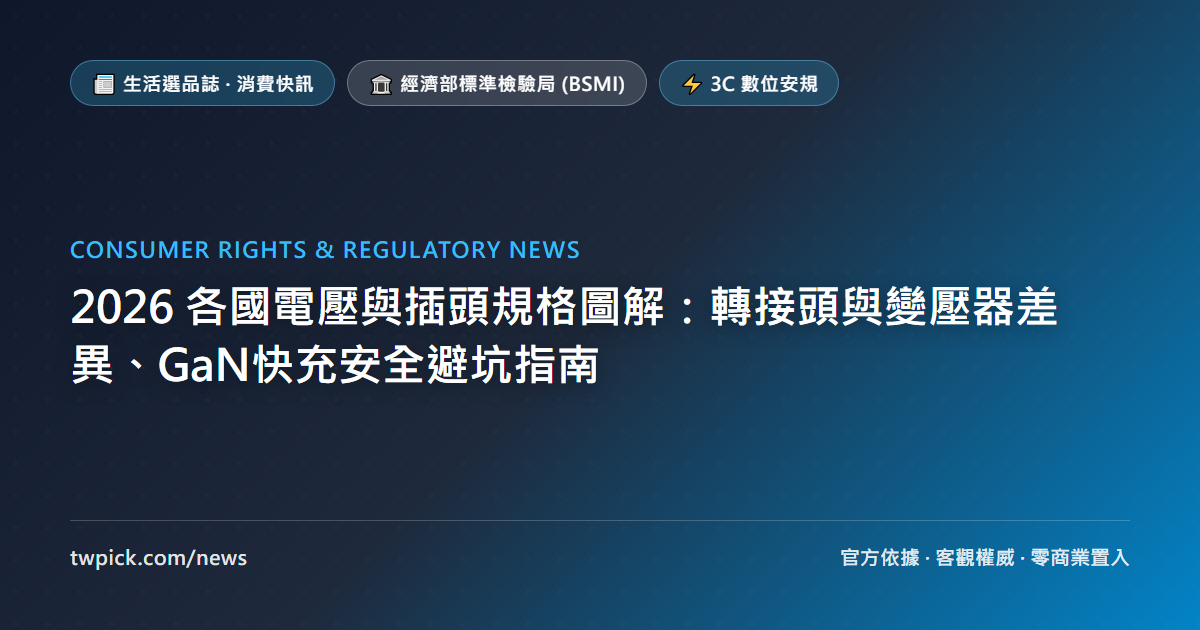 2026 各國電壓與插頭規格圖解：轉接頭與變壓器差異、GaN快充安全避坑指南
